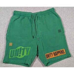 Ksubi Men Shorts Large Retro Thick Knit Unity Happens Graphic Athletic Cotton‎